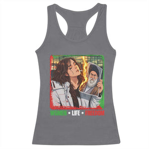 Woman Life Freedom Racerback Tank Top Free Iran Movement Gift For Iranian Women TS12 Charcoal Print Your Wear
