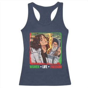 Woman Life Freedom Racerback Tank Top Free Iran Movement Gift For Iranian Women TS12 Navy Print Your Wear