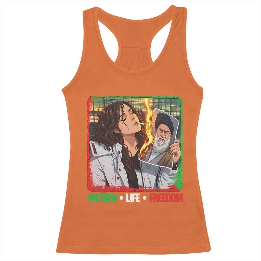 Woman Life Freedom Racerback Tank Top Free Iran Movement Gift For Iranian Women TS12 Orange Print Your Wear