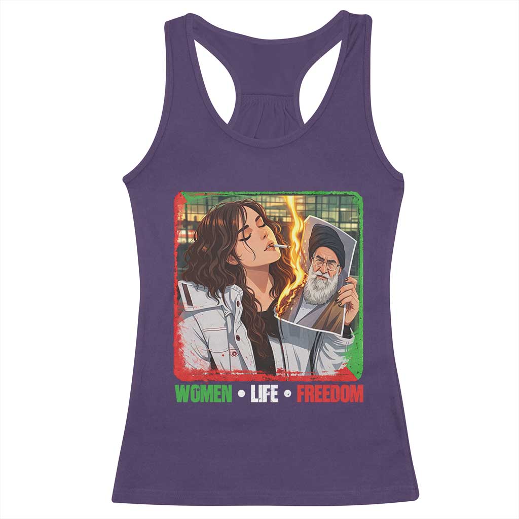 Woman Life Freedom Racerback Tank Top Free Iran Movement Gift For Iranian Women TS12 Purple Print Your Wear