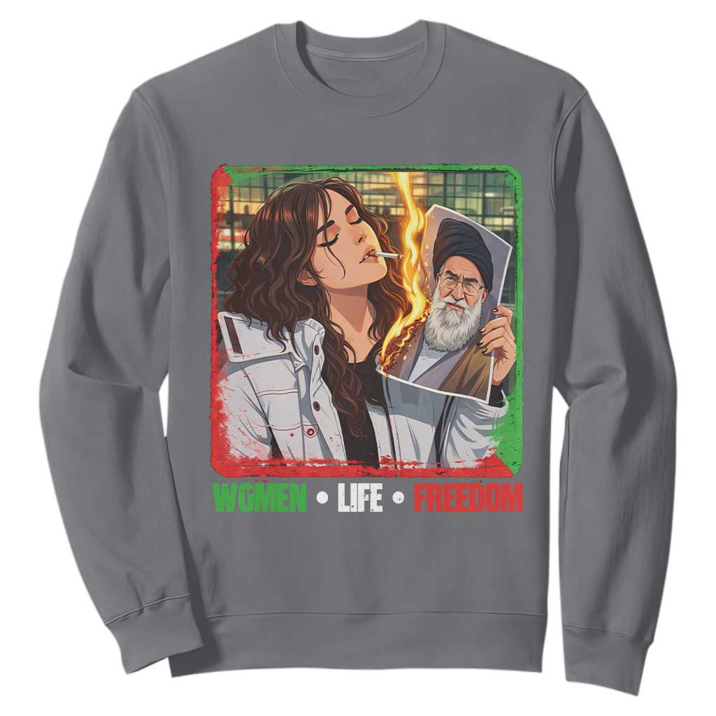 Woman Life Freedom Sweatshirt Free Iran Movement Gift For Iranian Women TS12 Charcoal Print Your Wear
