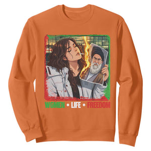 Woman Life Freedom Sweatshirt Free Iran Movement Gift For Iranian Women TS12 Orange Print Your Wear