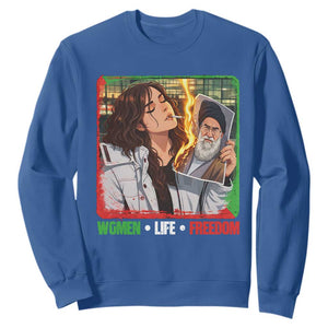 Woman Life Freedom Sweatshirt Free Iran Movement Gift For Iranian Women TS12 Royal Blue Print Your Wear