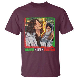 Woman Life Freedom T Shirt Free Iran Movement Gift For Iranian Women TS12 Maroon Print Your Wear