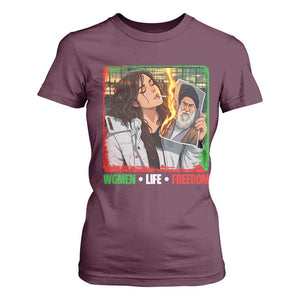 Woman Life Freedom T Shirt For Women Free Iran Movement Gift For Iranian Women TS12 Maroon Print Your Wear
