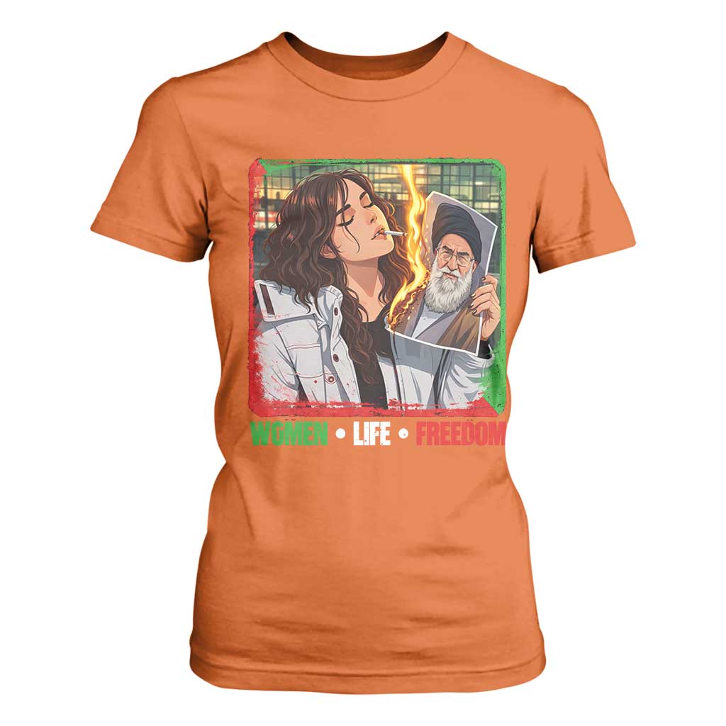 Woman Life Freedom T Shirt For Women Free Iran Movement Gift For Iranian Women TS12 Orange Print Your Wear