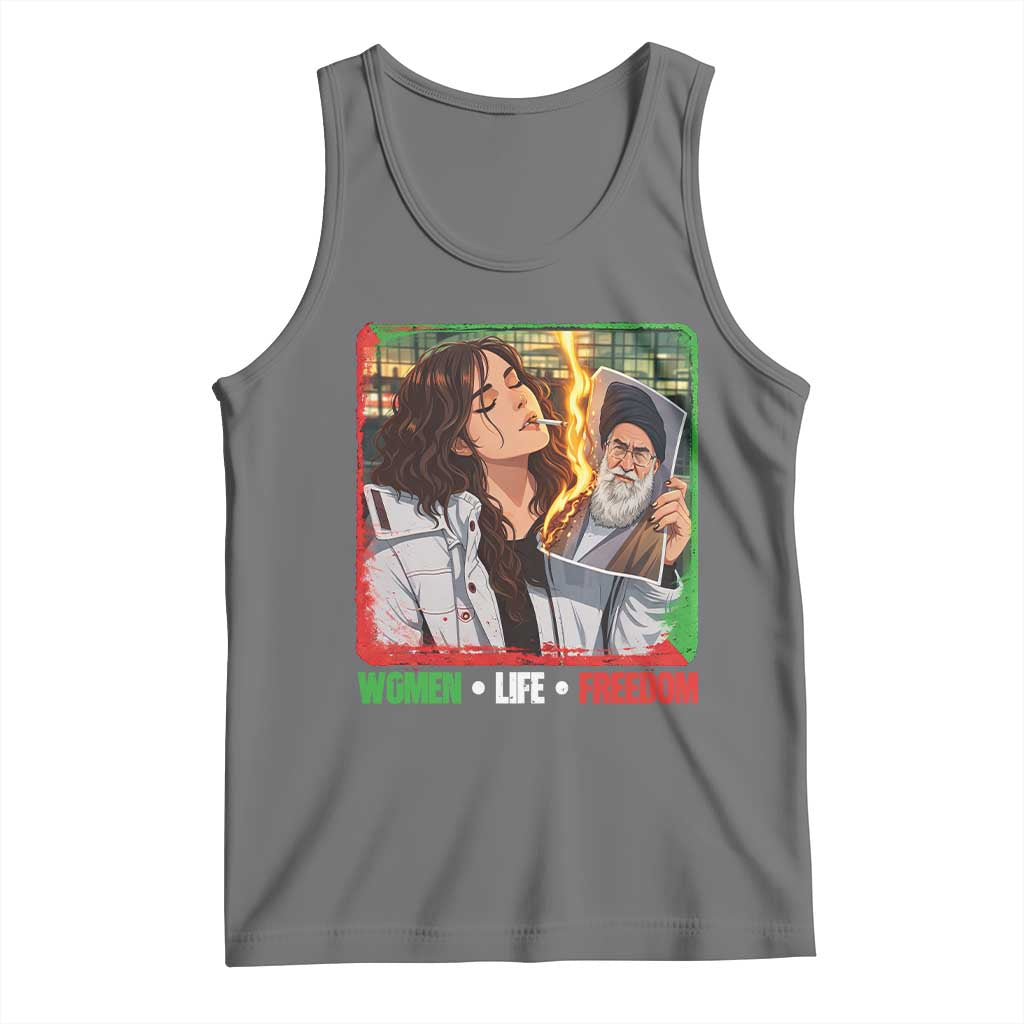 Woman Life Freedom Tank Top Free Iran Movement Gift For Iranian Women TS12 Black Heather Print Your Wear