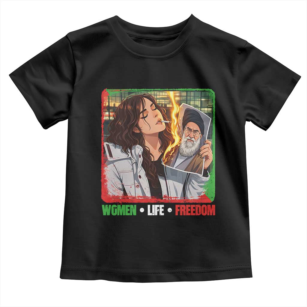 Woman Life Freedom Toddler T Shirt Free Iran Movement Gift For Iranian Women TS12 Black Print Your Wear