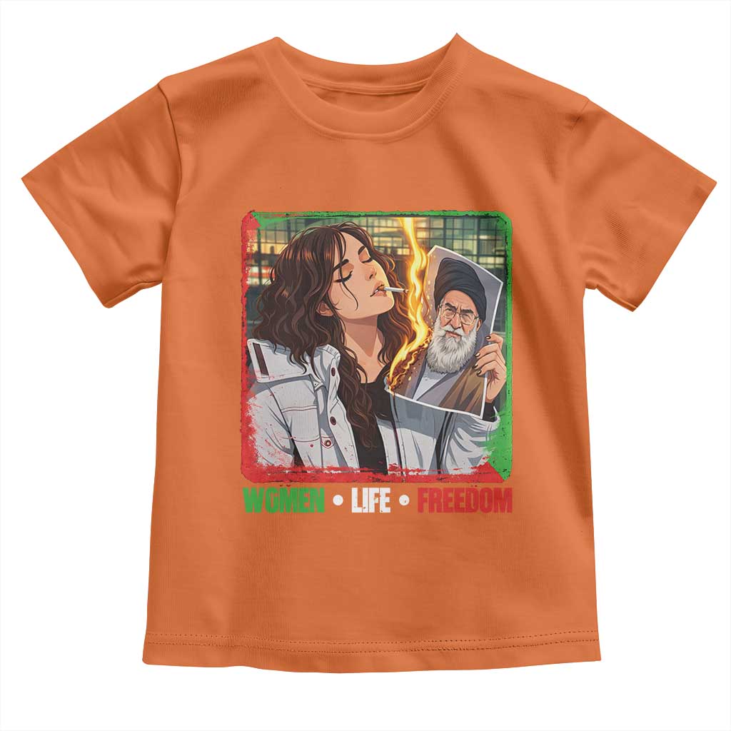 Woman Life Freedom Toddler T Shirt Free Iran Movement Gift For Iranian Women TS12 Orange Print Your Wear