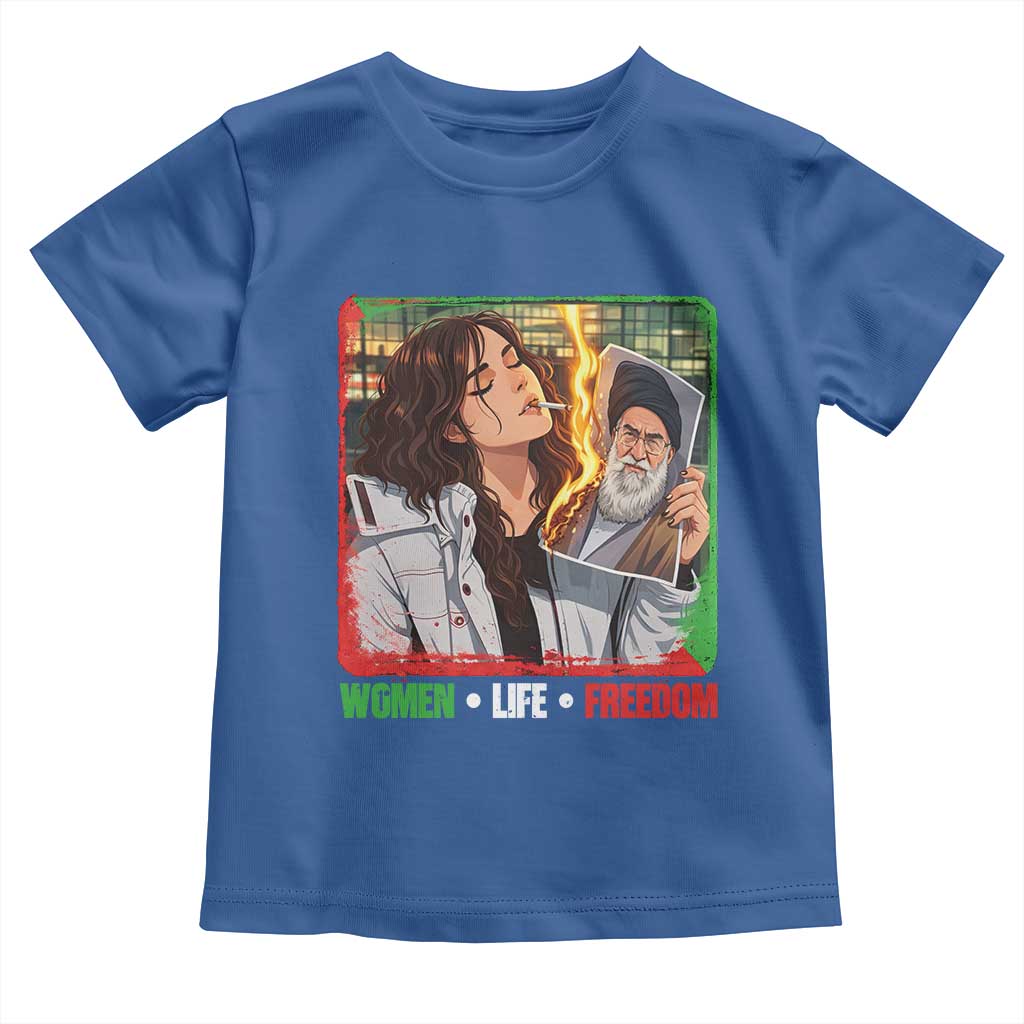 Woman Life Freedom Toddler T Shirt Free Iran Movement Gift For Iranian Women TS12 Royal Blue Print Your Wear