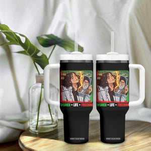 Woman Life Freedom Tumbler With Handle Free Iran Movement Gift For Iranian Women TS12 Print Your Wear