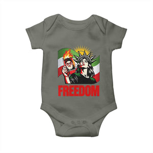 Woman Life Freedom Baby Onesie Free Iran Protest Resistance Movement TS12 Military Green Print Your Wear