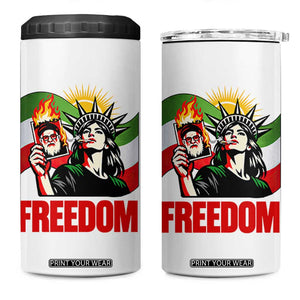 Woman Life Freedom 4 in 1 Can Cooler Tumbler Free Iran Protest Resistance Movement TS12 One Size: 16 oz White Print Your Wear