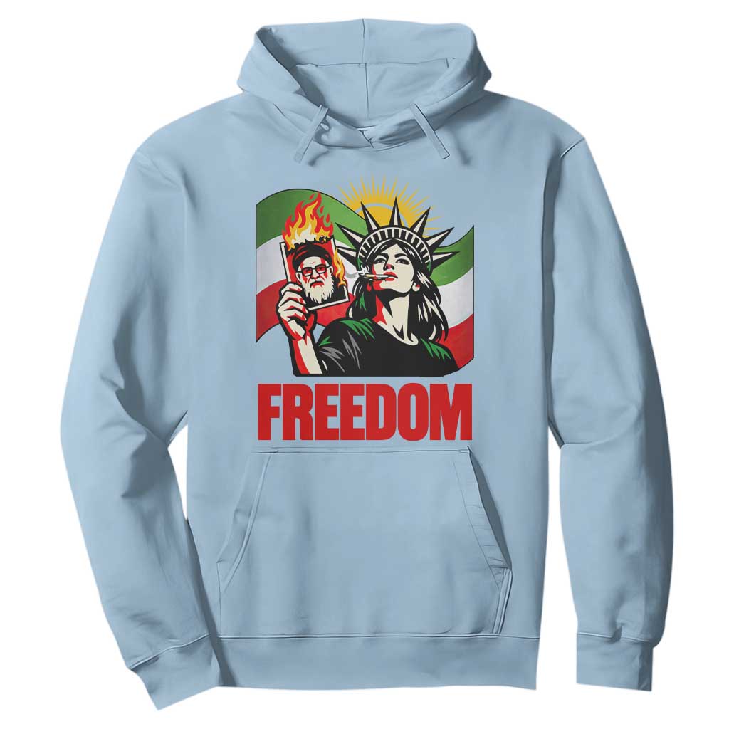 Woman Life Freedom Hoodie Free Iran Protest Resistance Movement TS12 Light Blue Print Your Wear