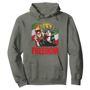 Woman Life Freedom Hoodie Free Iran Protest Resistance Movement TS12 Military Green Print Your Wear