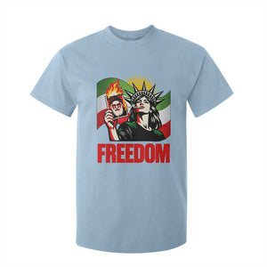 Woman Life Freedom T Shirt For Kid Free Iran Protest Resistance Movement TS12 Light Blue Print Your Wear