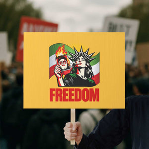Woman Life Freedom Protest Sign Free Iran Protest Resistance Movement TS12 Horizontal 18" × 24" Yellow Print Your Wear