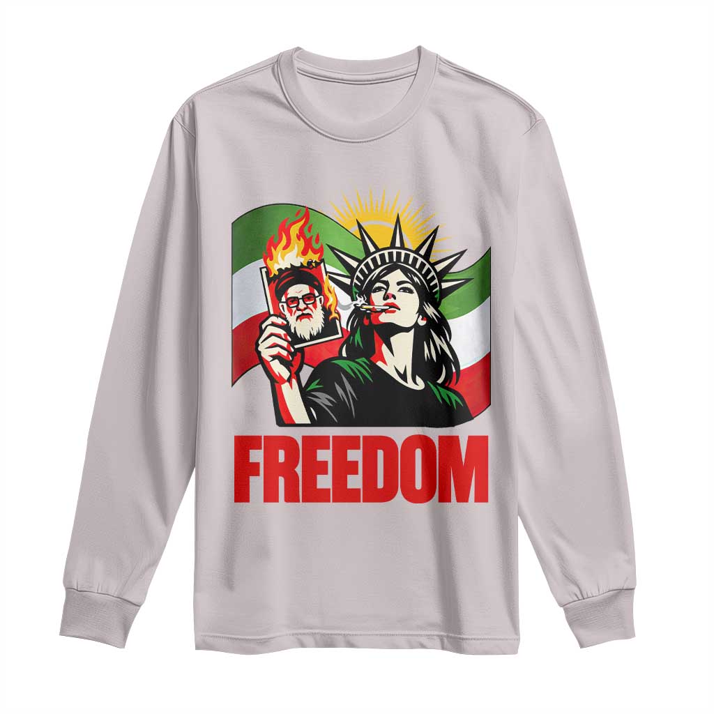 Woman Life Freedom Long Sleeve Shirt Free Iran Protest Resistance Movement TS12 Ice Gray Print Your Wear