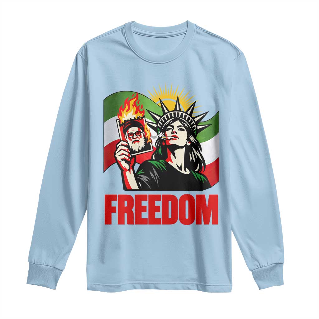 Woman Life Freedom Long Sleeve Shirt Free Iran Protest Resistance Movement TS12 Light Blue Print Your Wear