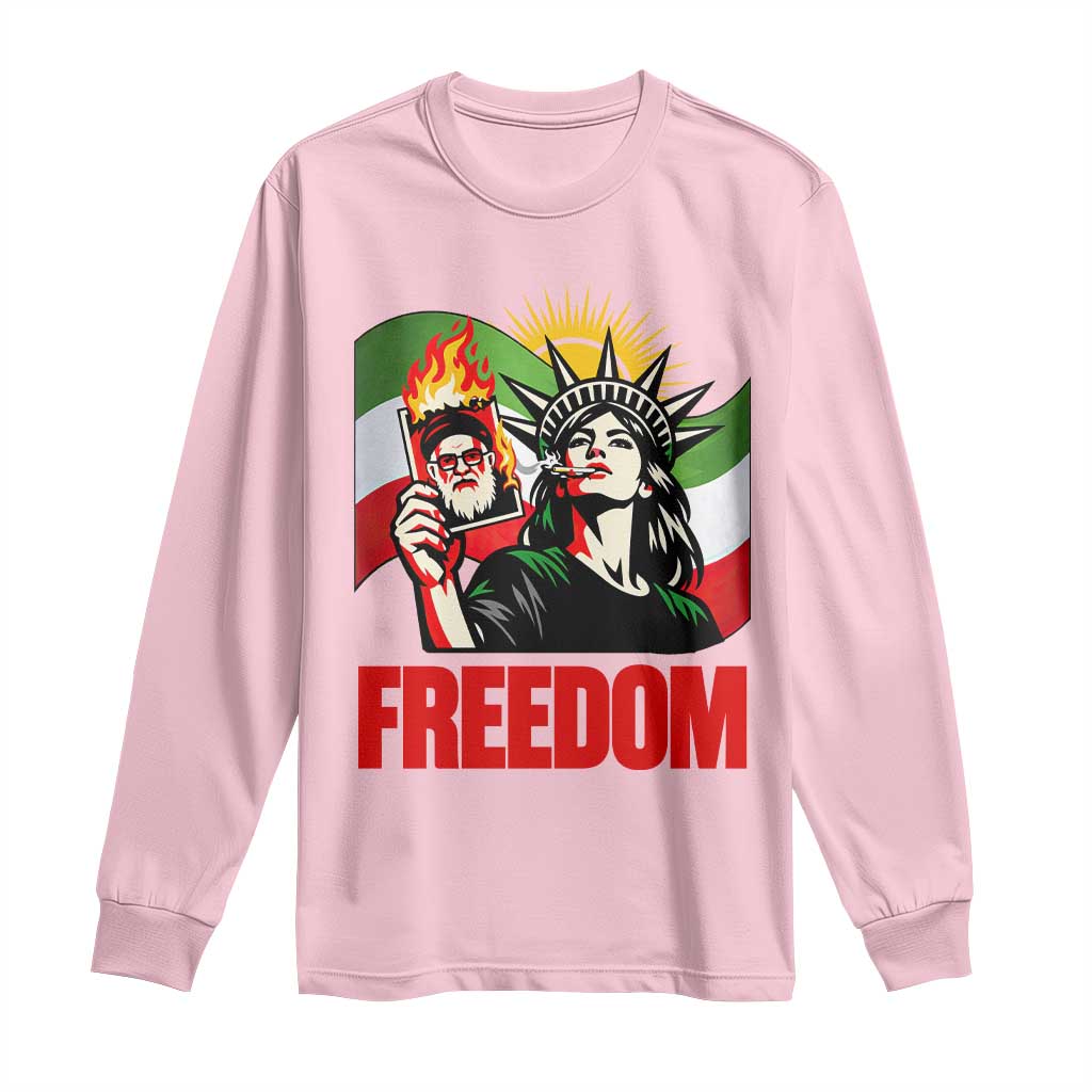 Woman Life Freedom Long Sleeve Shirt Free Iran Protest Resistance Movement TS12 Light Pink Print Your Wear