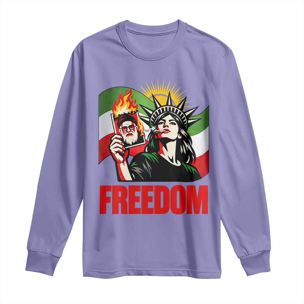 Woman Life Freedom Long Sleeve Shirt Free Iran Protest Resistance Movement TS12 Violet Print Your Wear