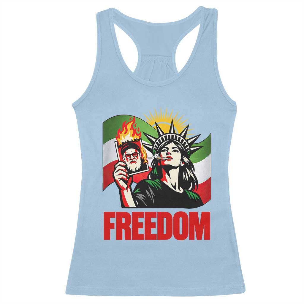 Woman Life Freedom Racerback Tank Top Free Iran Protest Resistance Movement TS12 Light Blue Print Your Wear