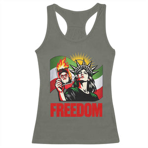 Woman Life Freedom Racerback Tank Top Free Iran Protest Resistance Movement TS12 Military Green Print Your Wear