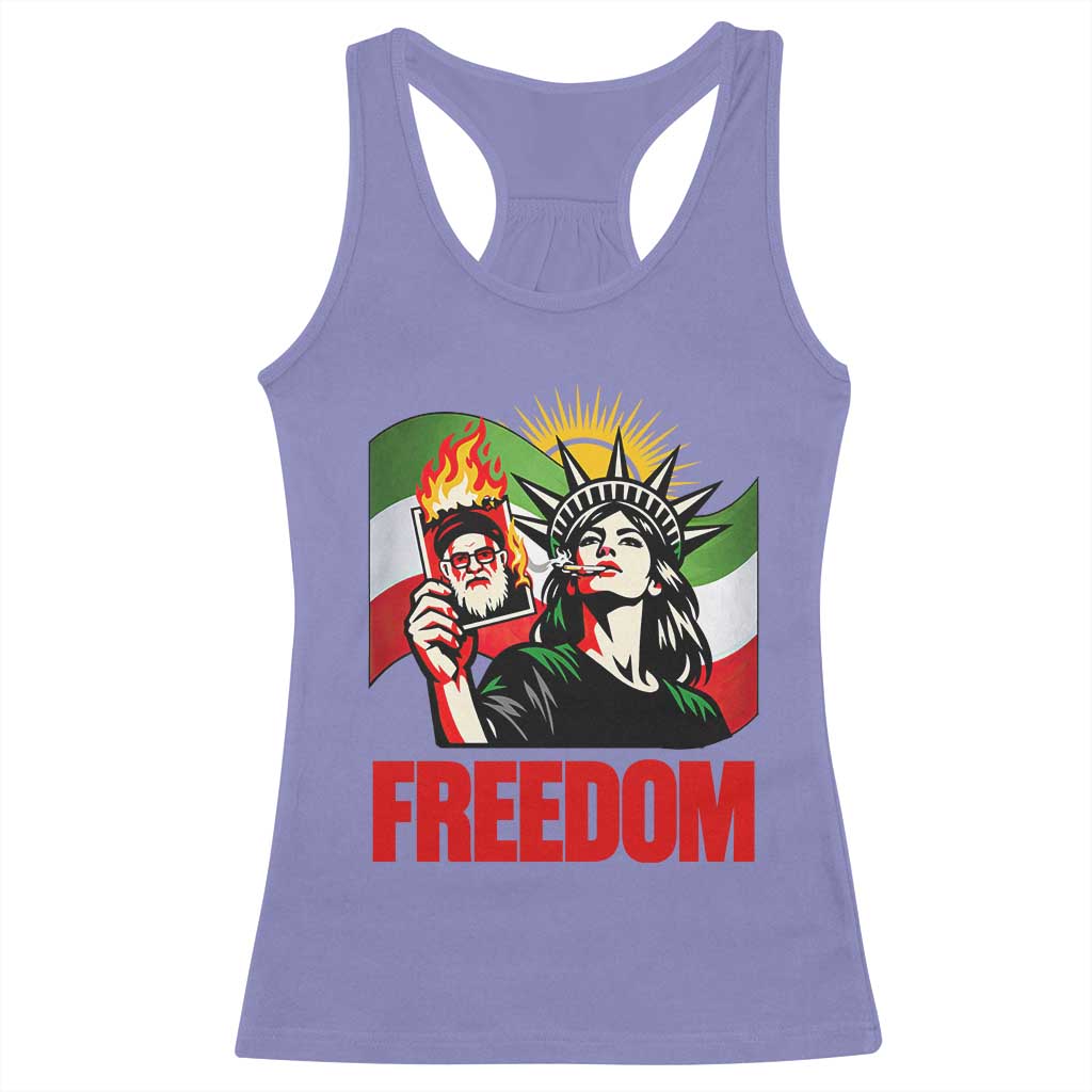 Woman Life Freedom Racerback Tank Top Free Iran Protest Resistance Movement TS12 Violet Print Your Wear