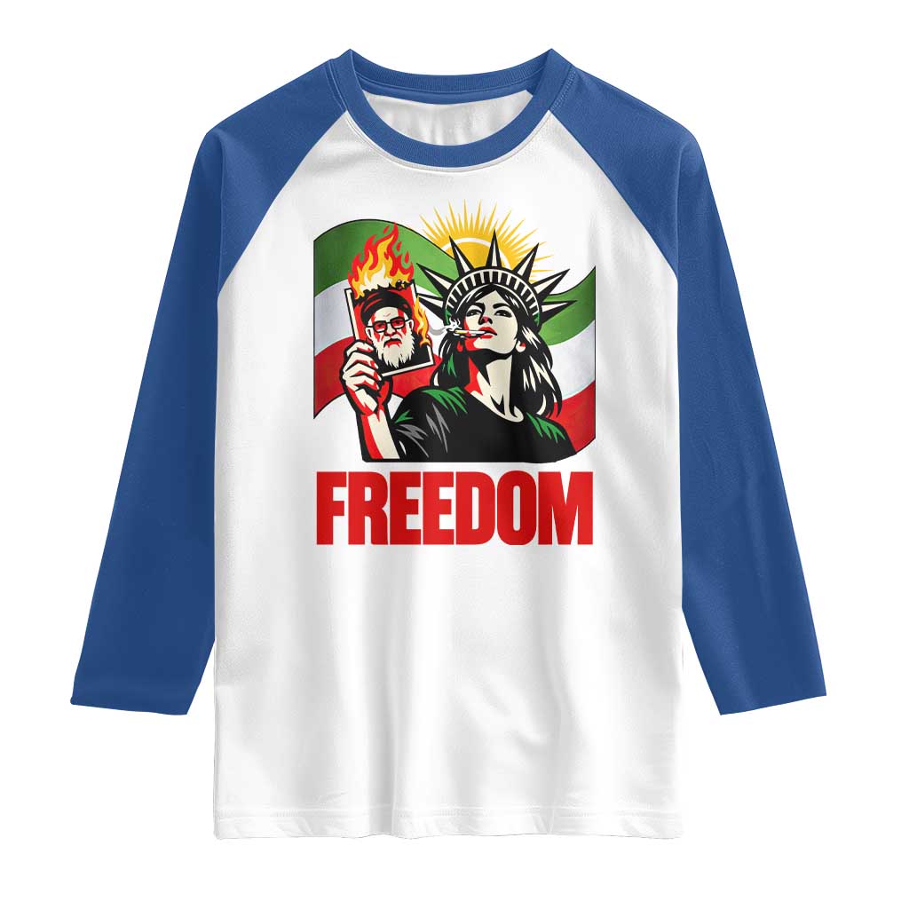 Woman Life Freedom Raglan Shirt Free Iran Protest Resistance Movement TS12 White Royal Print Your Wear
