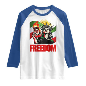 Woman Life Freedom Raglan Shirt Free Iran Protest Resistance Movement TS12 White Royal Print Your Wear