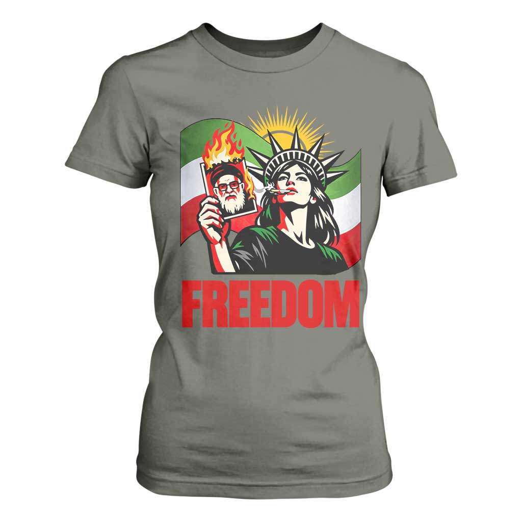 Woman Life Freedom T Shirt For Women Free Iran Protest Resistance Movement TS12 Military Green Print Your Wear