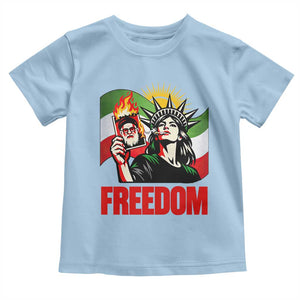 Woman Life Freedom Toddler T Shirt Free Iran Protest Resistance Movement TS12 Light Blue Print Your Wear
