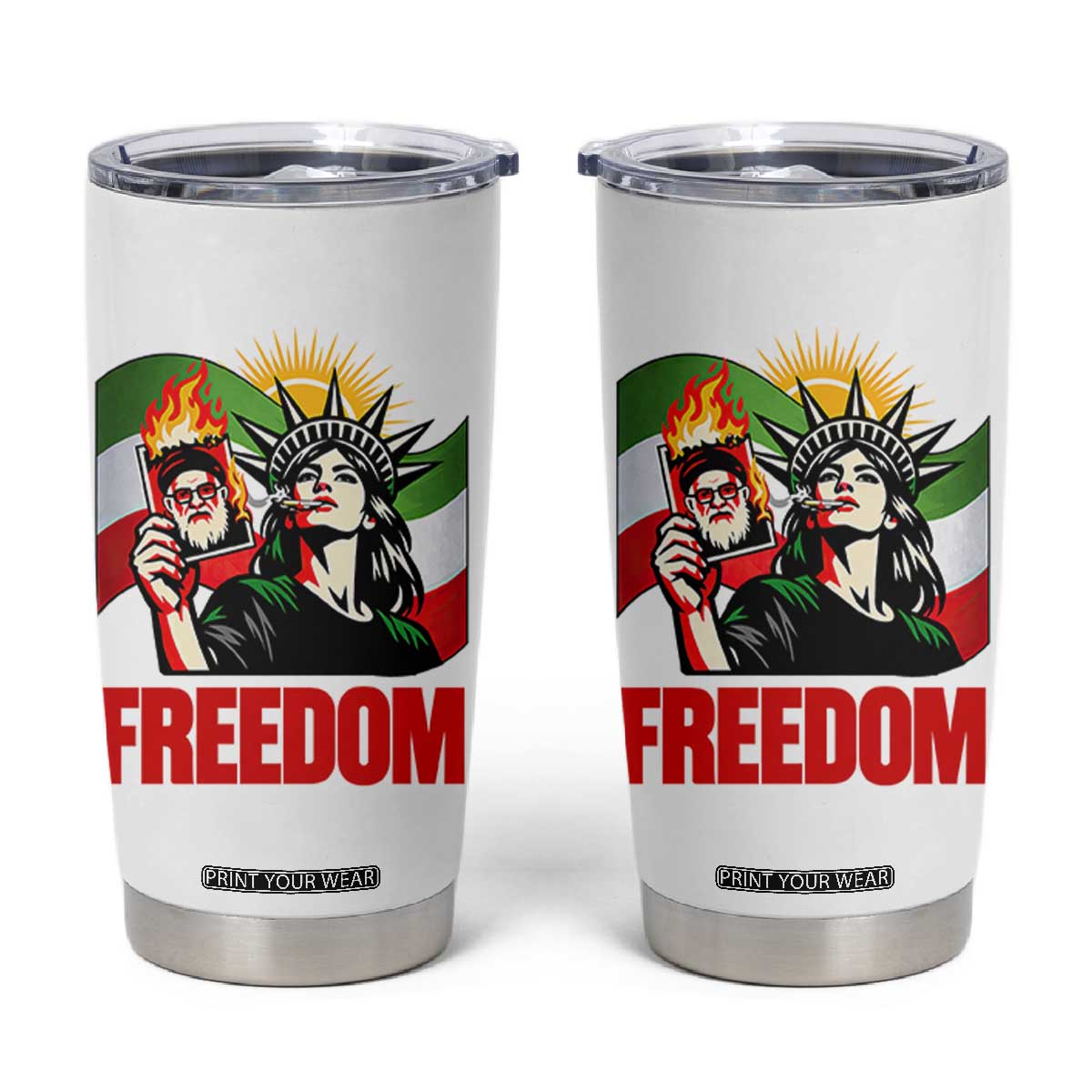 Woman Life Freedom Tumbler Cup Free Iran Protest Resistance Movement TS12 White Print Your Wear
