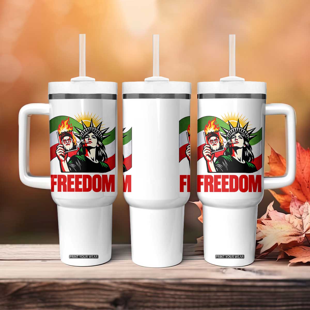 Woman Life Freedom Tumbler With Handle Free Iran Protest Resistance Movement TS12 Print Your Wear