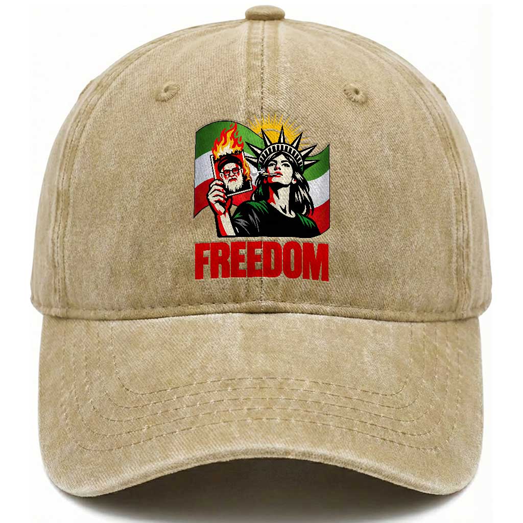 Woman Life Freedom Washed Cotton Baseball Cap Free Iran Protest Resistance Movement TS12 Print Your Wear