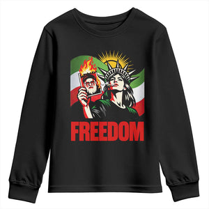 Woman Life Freedom Youth Sweatshirt Free Iran Protest Resistance Movement TS12 Black Print Your Wear
