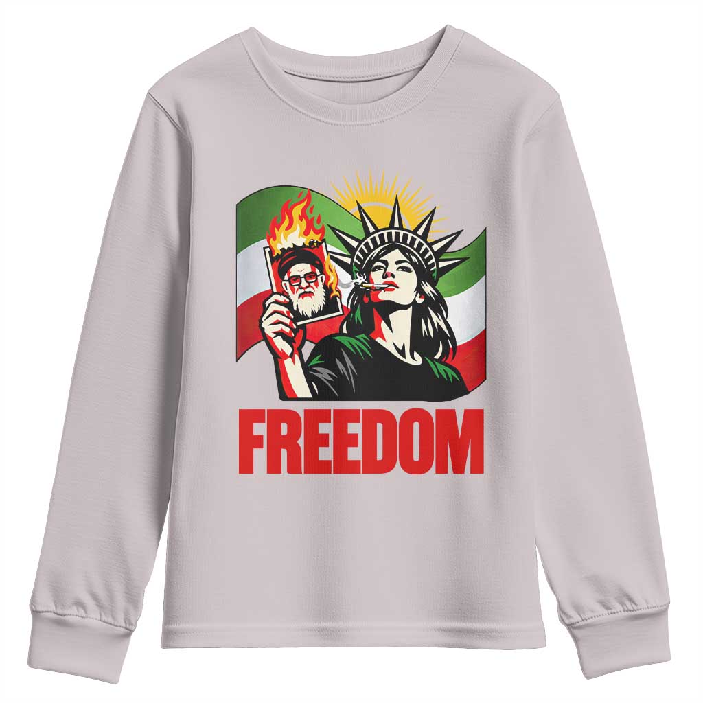 Woman Life Freedom Youth Sweatshirt Free Iran Protest Resistance Movement TS12 Ice Gray Print Your Wear