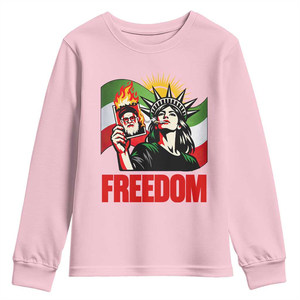 Woman Life Freedom Youth Sweatshirt Free Iran Protest Resistance Movement TS12 Light Pink Print Your Wear