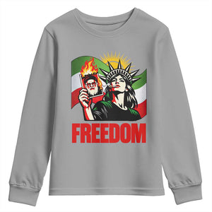 Woman Life Freedom Youth Sweatshirt Free Iran Protest Resistance Movement TS12 Sport Gray Print Your Wear