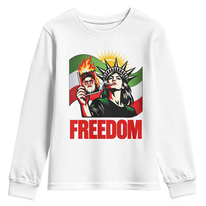 Woman Life Freedom Youth Sweatshirt Free Iran Protest Resistance Movement TS12 White Print Your Wear