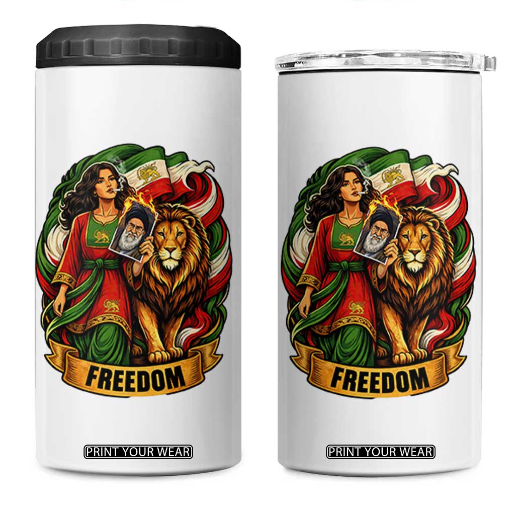 Woman Life Freedom 4 in 1 Can Cooler Tumbler Iranian Women Resistance Pride TS12 One Size: 16 oz White Print Your Wear