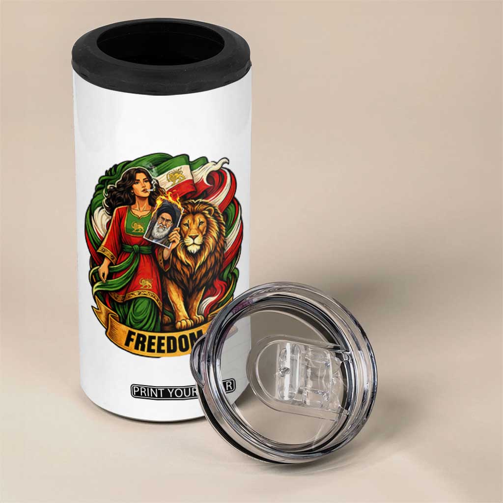 Woman Life Freedom 4 in 1 Can Cooler Tumbler Iranian Women Resistance Pride