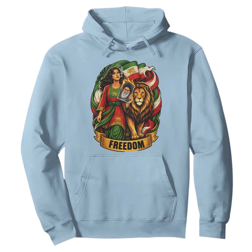 Woman Life Freedom Hoodie Iranian Women Resistance Pride TS12 Light Blue Print Your Wear