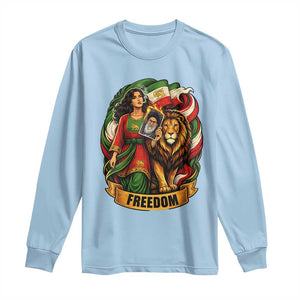 Woman Life Freedom Long Sleeve Shirt Iranian Women Resistance Pride TS12 Light Blue Print Your Wear