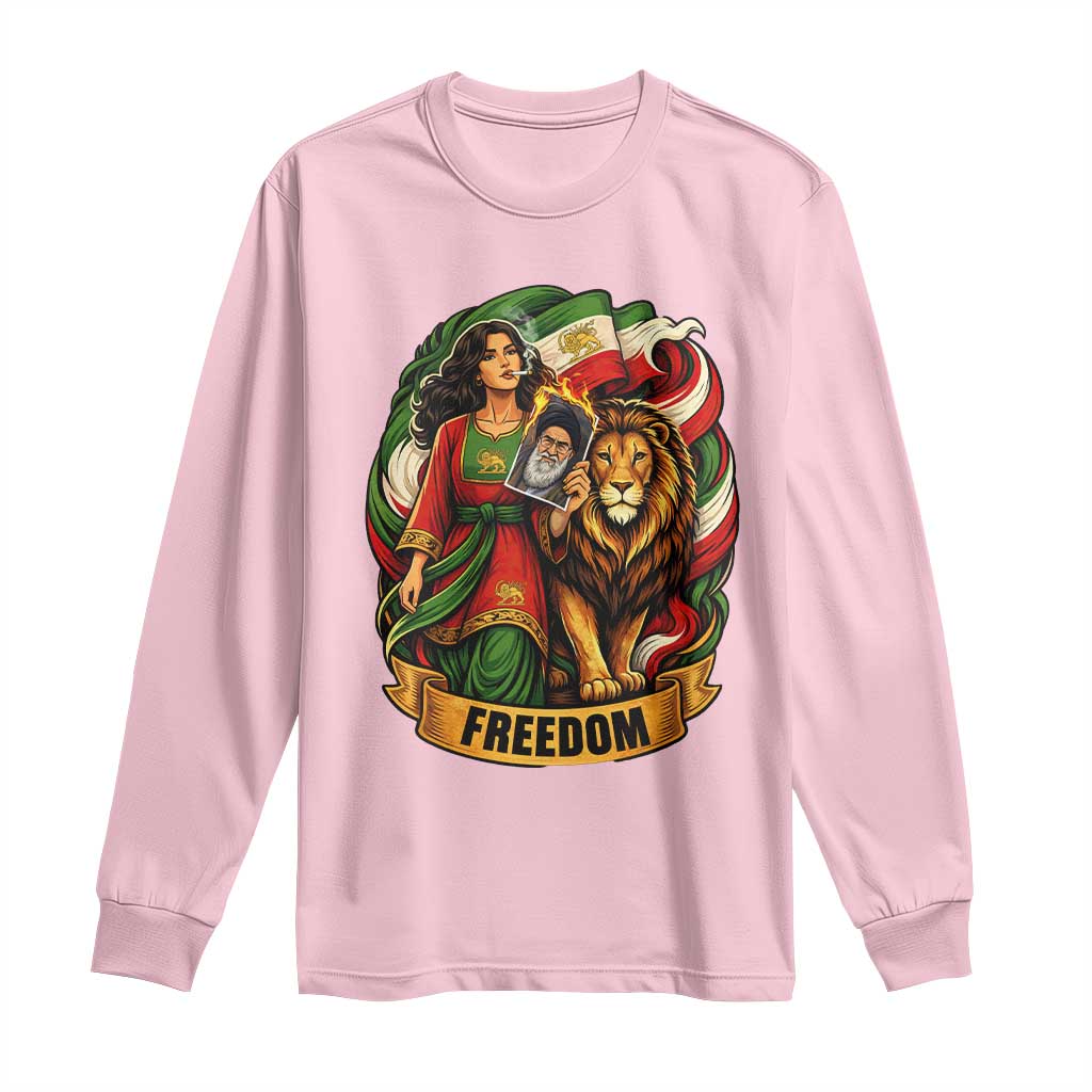 Woman Life Freedom Long Sleeve Shirt Iranian Women Resistance Pride TS12 Light Pink Print Your Wear