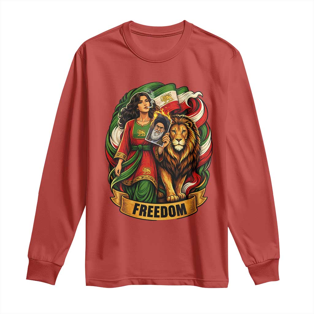 Woman Life Freedom Long Sleeve Shirt Iranian Women Resistance Pride TS12 Red Print Your Wear