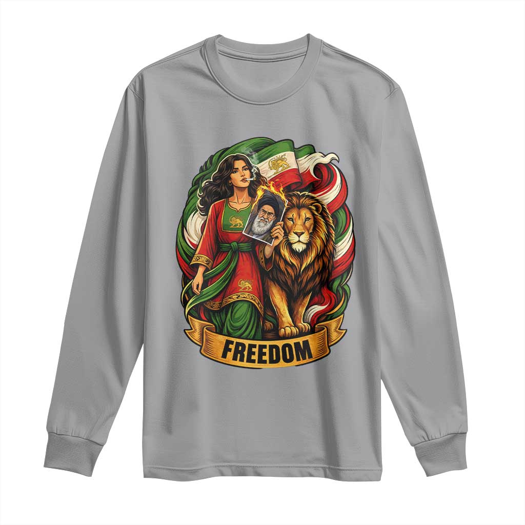 Woman Life Freedom Long Sleeve Shirt Iranian Women Resistance Pride TS12 Sport Gray Print Your Wear