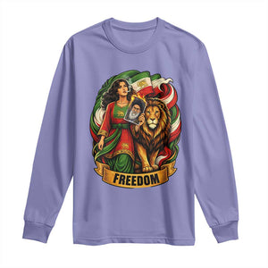Woman Life Freedom Long Sleeve Shirt Iranian Women Resistance Pride TS12 Violet Print Your Wear