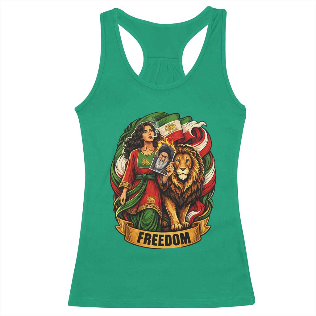 Woman Life Freedom Racerback Tank Top Iranian Women Resistance Pride TS12 Irish Green Print Your Wear