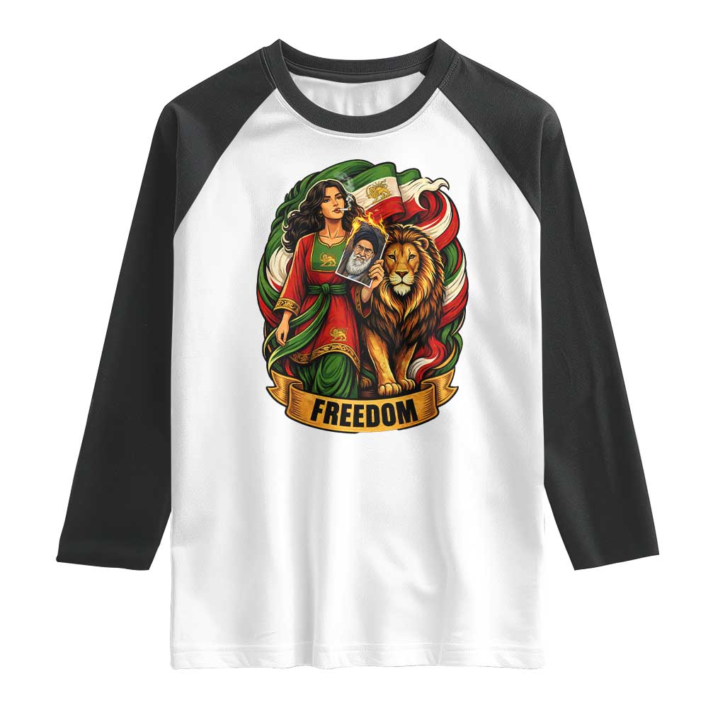 Woman Life Freedom Raglan Shirt Iranian Women Resistance Pride TS12 White Black Print Your Wear